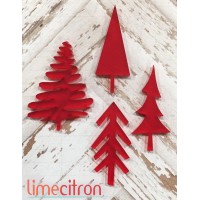 Four small fir trees-translucent red
